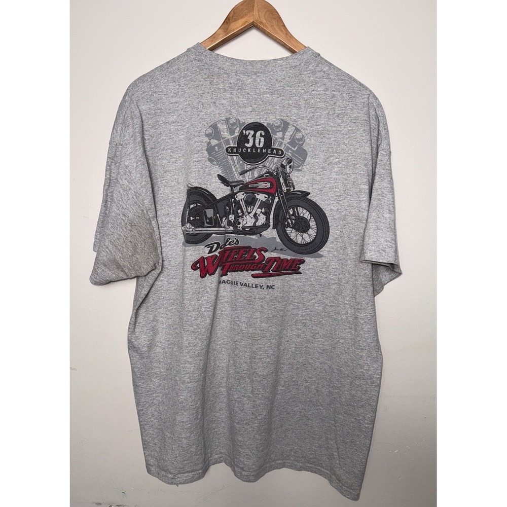 '36 Knucklehead Dales Wheels Through Time Harley Motorcycle T Shirt 2XL Gray